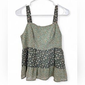 NWT Paper Crane Floral Tiered Camisole Medium Babydoll Peplum Cottagecore Straps
